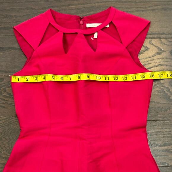 Halston Heritage Fit and Flare Fuchia Pink Cut Out Neck Dress Size 2 - Picture 9 of 12